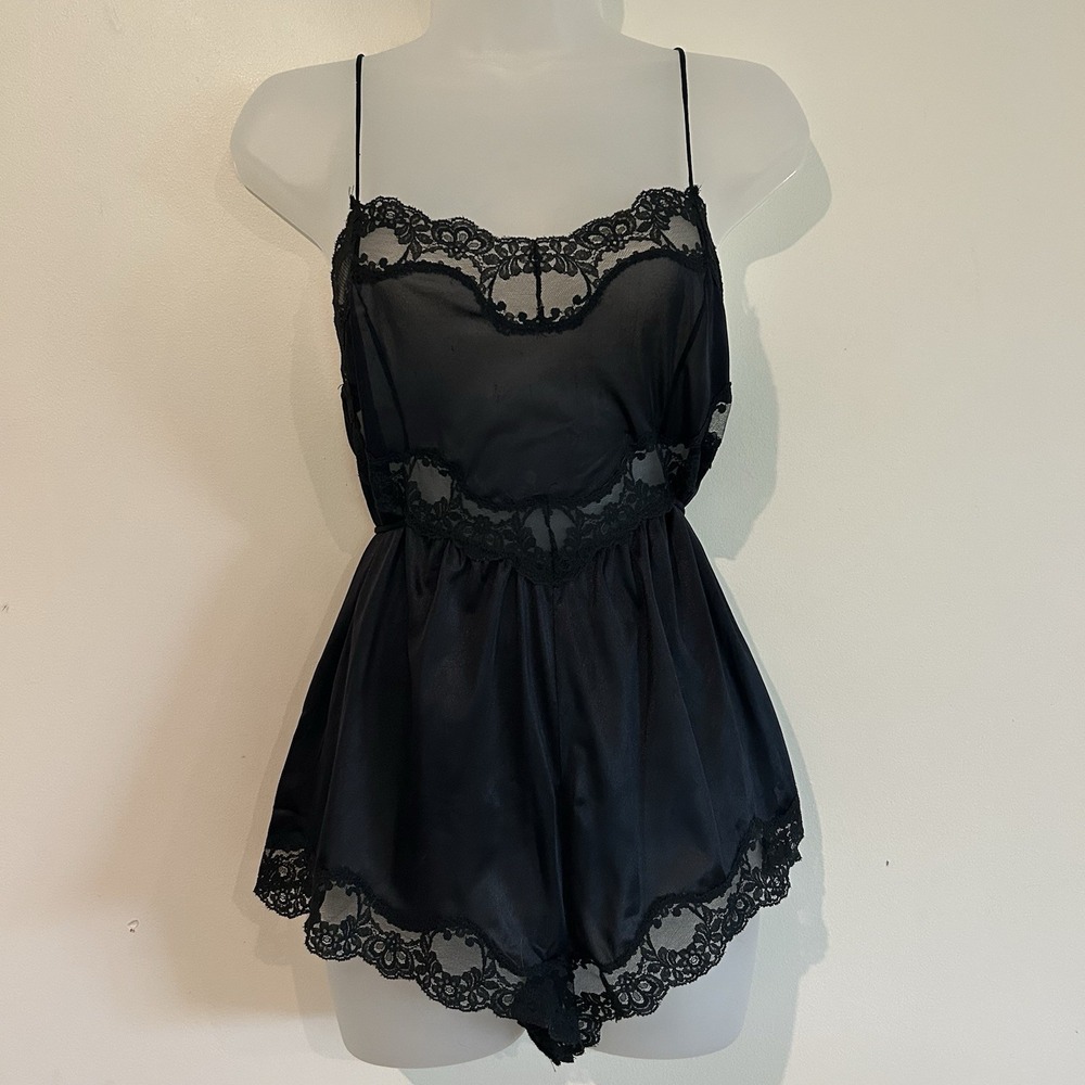 Vtg Made in USA 80s Tom Bezduda For Barad & Co Lingerie Bodysuit Sz S Lace Sexy